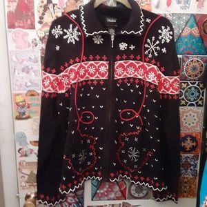 VTG 90s Y2K Designers Originals Studio Joy 3X 2X Ugly Christmas Sweater Cardigan